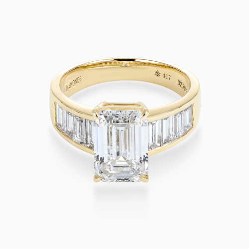 Emerald-Cut Diamond Engagement Ring with Channel-Set Accents, Lab-Grown