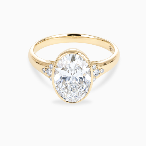 Modern Bezel-Set Oval Diamond Engagement Ring, Lab-Grown