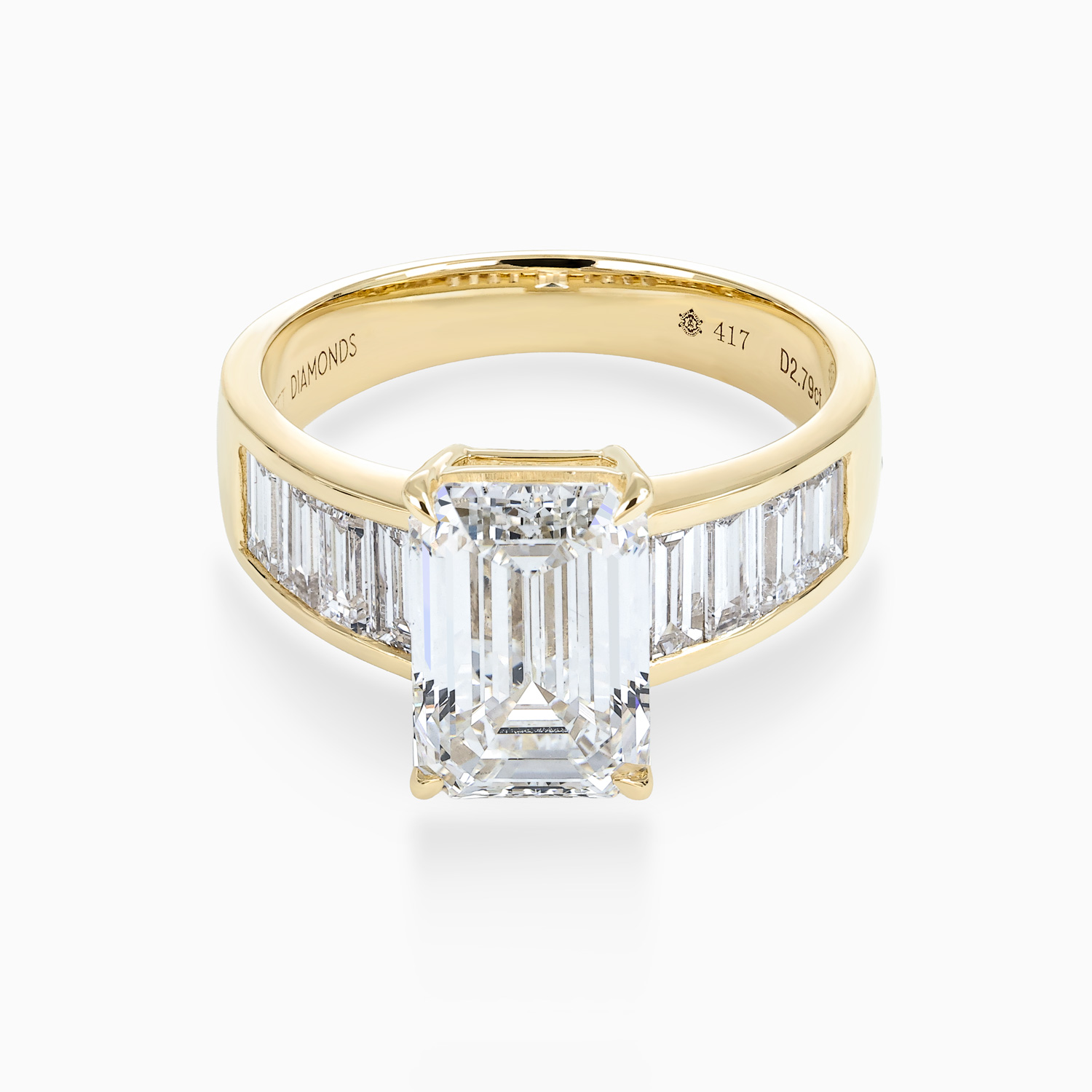Emerald-Cut Diamond Engagement Ring with Channel-Set Accents, Lab-Grown