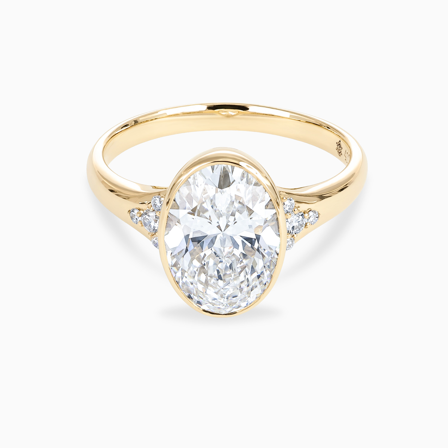 Modern Bezel-Set Oval Diamond Engagement Ring, Lab-Grown