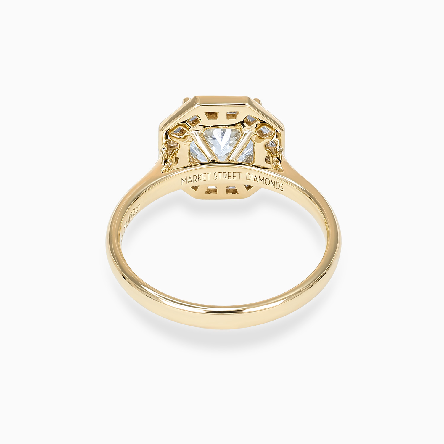 Round Diamond Octagonal Baguette Halo Engagement Ring