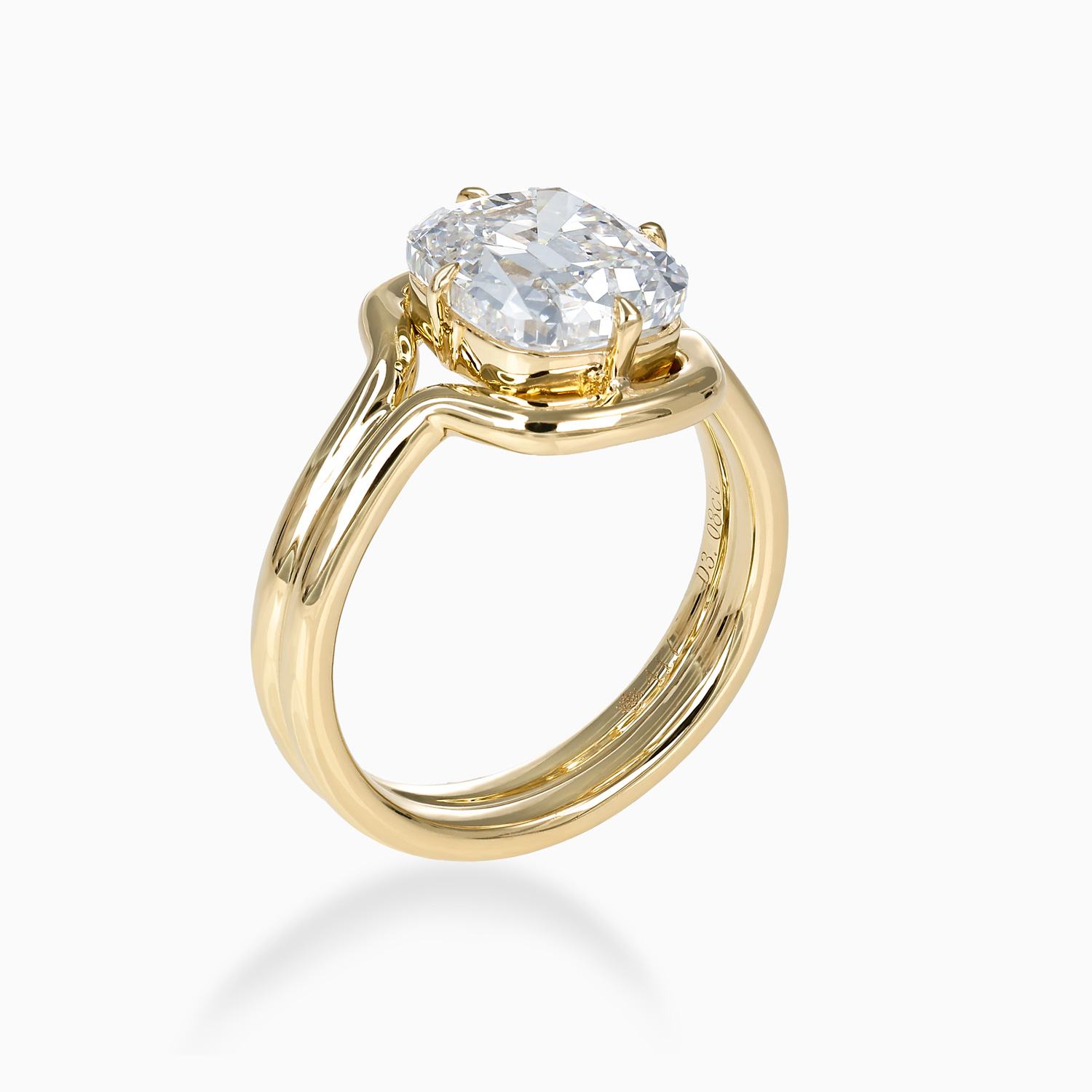 Old Mine-Cut Diamond Sculptural Solitaire Engagement Ring