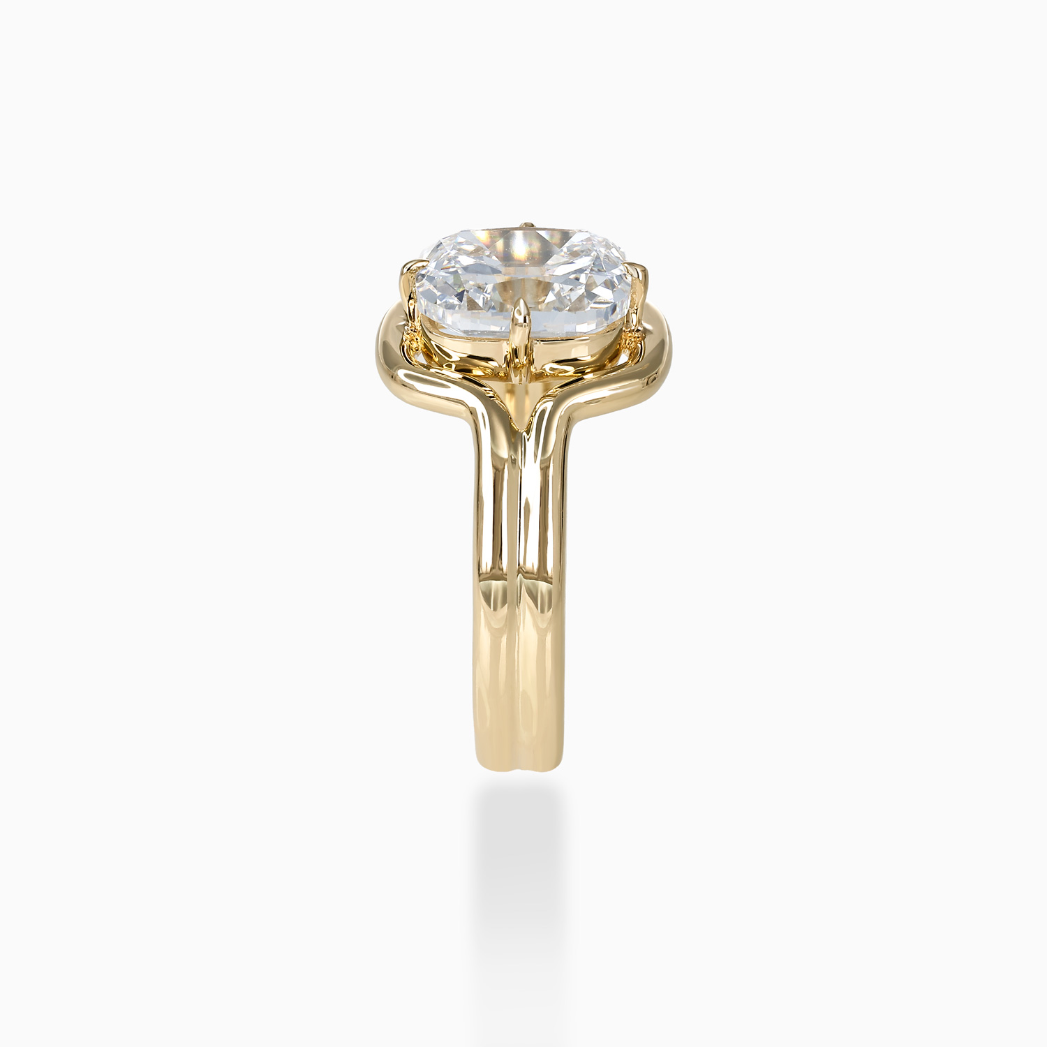 Old Mine-Cut Diamond Sculptural Solitaire Engagement Ring