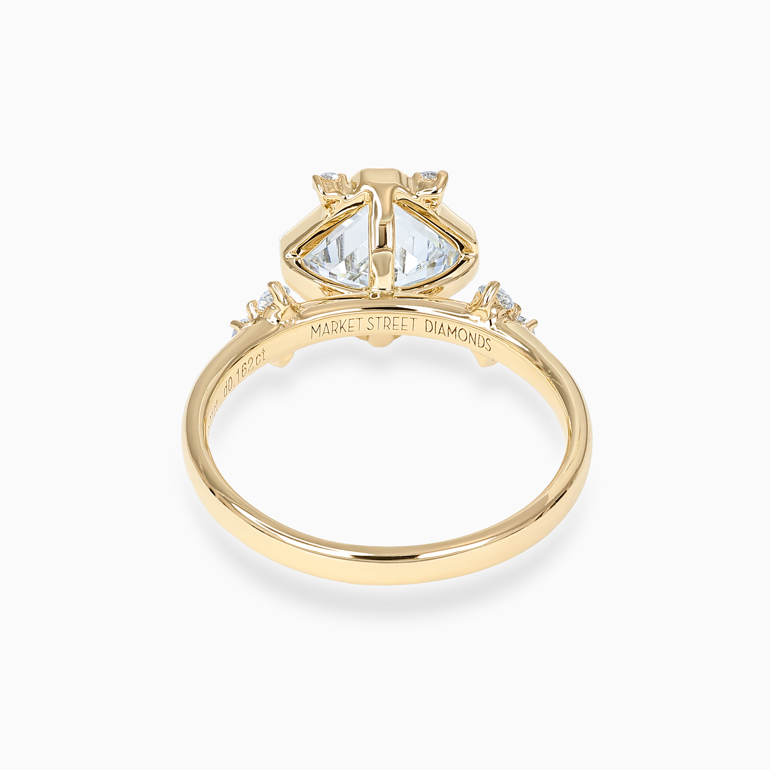 Diagonal Asscher-Cut Diamond Satellite Cluster Engagement Ring