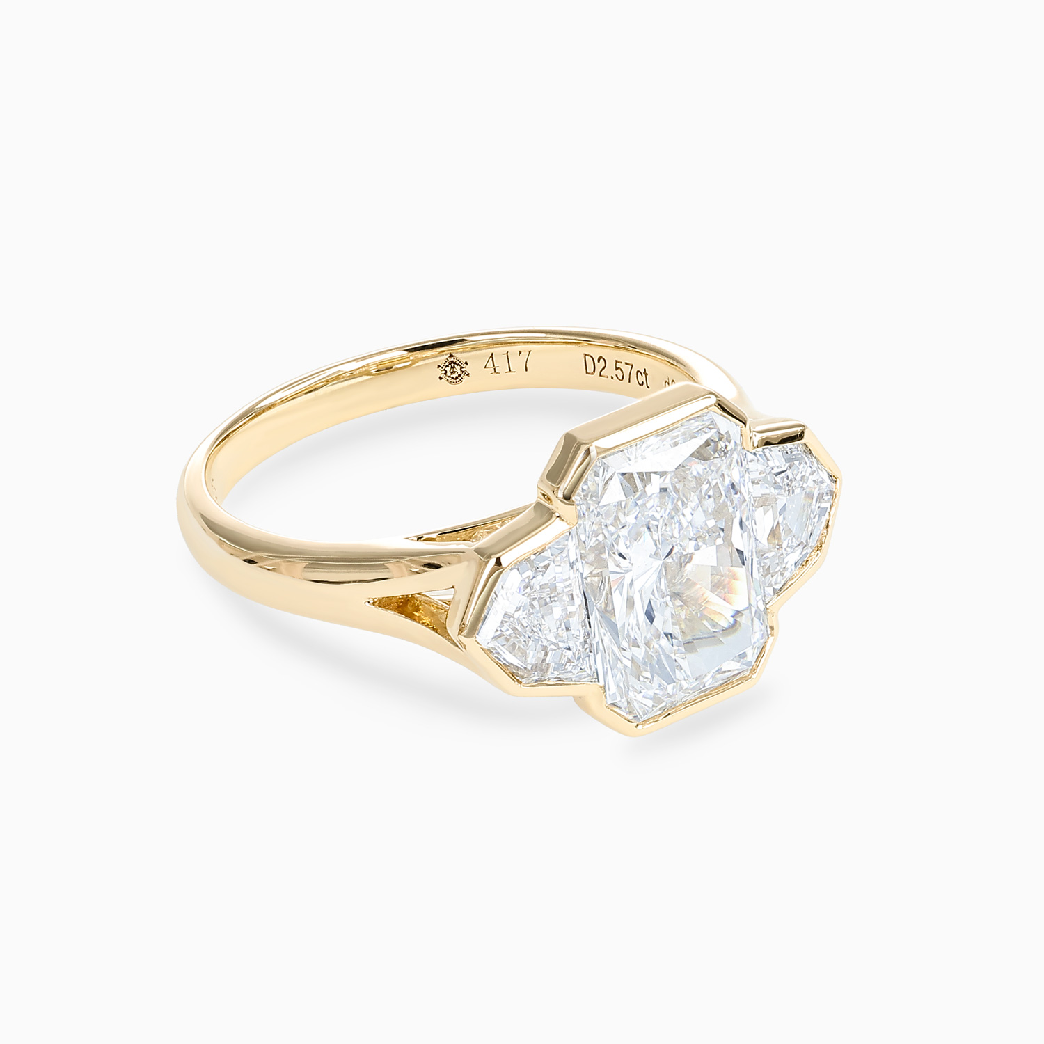 Cadillac and Radiant-Cut Diamond Unified Bezel Engagement Ring