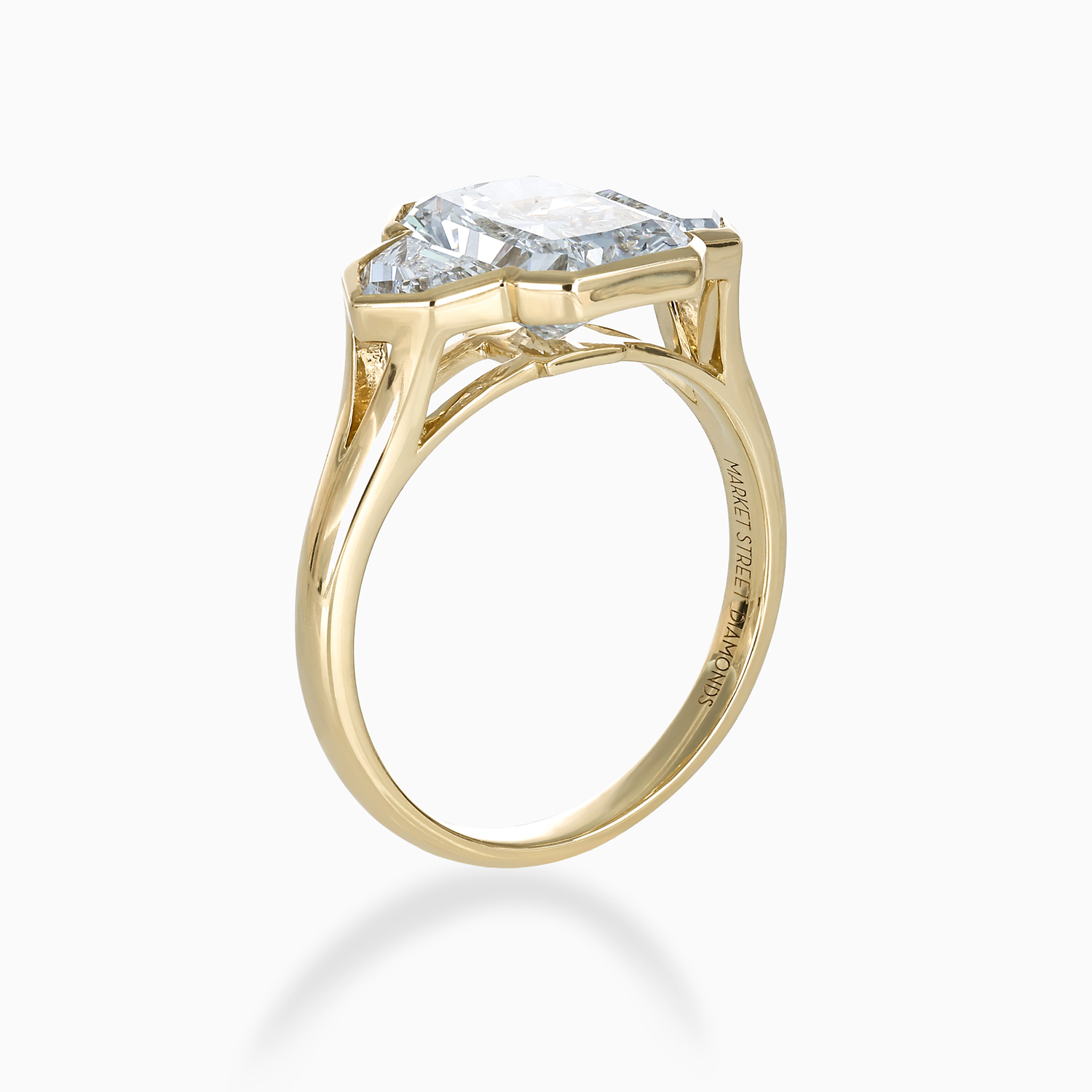 Cadillac and Radiant-Cut Diamond Unified Bezel Engagement Ring