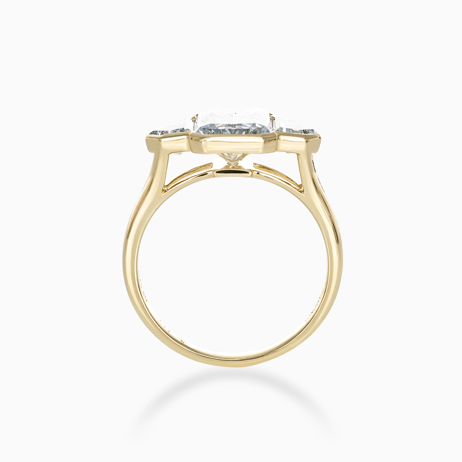 Cadillac and Radiant-Cut Diamond Unified Bezel Engagement Ring