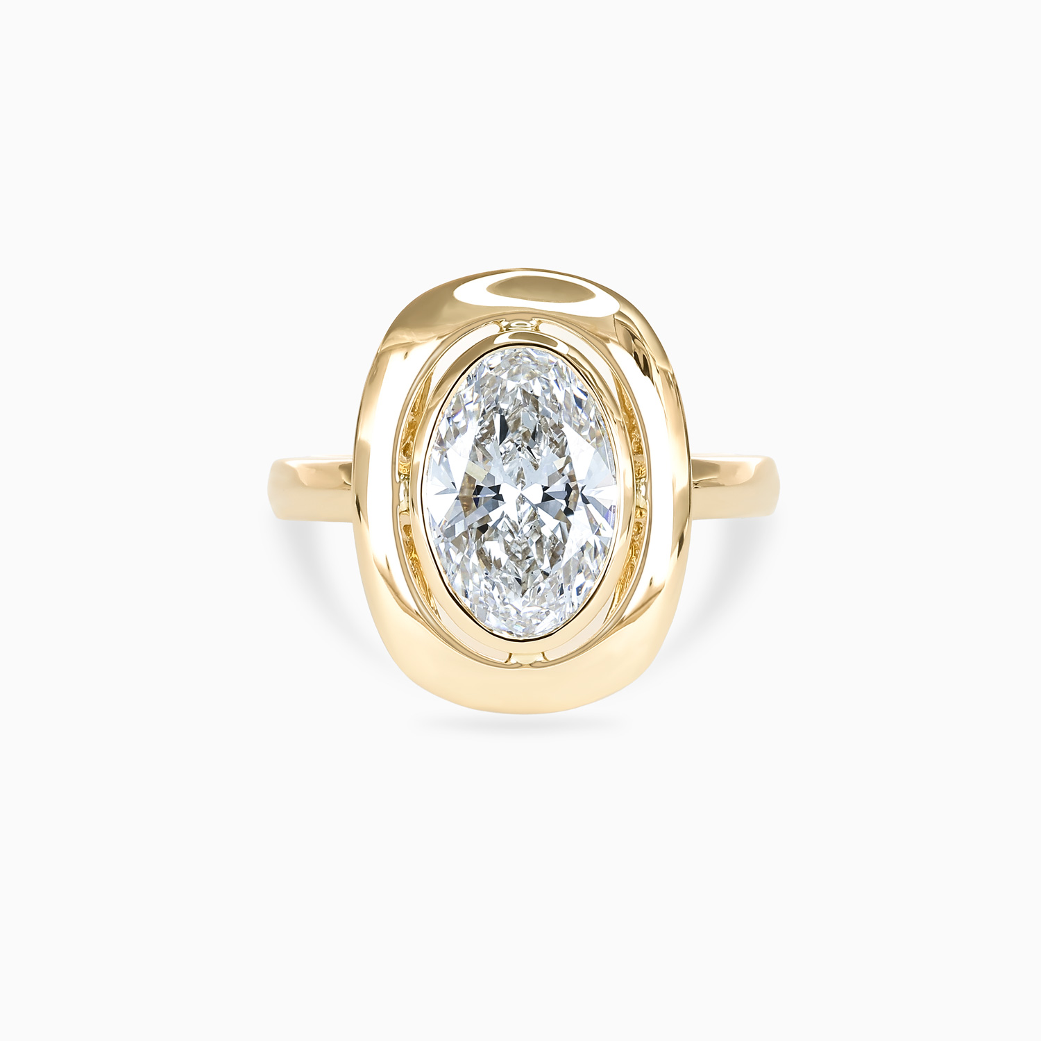 Oval Diamond Double-Frame Bezel Solitaire Engagement Ring