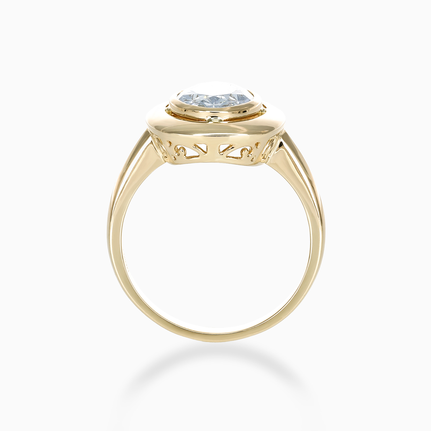 Oval Diamond Double-Frame Bezel Solitaire Engagement Ring