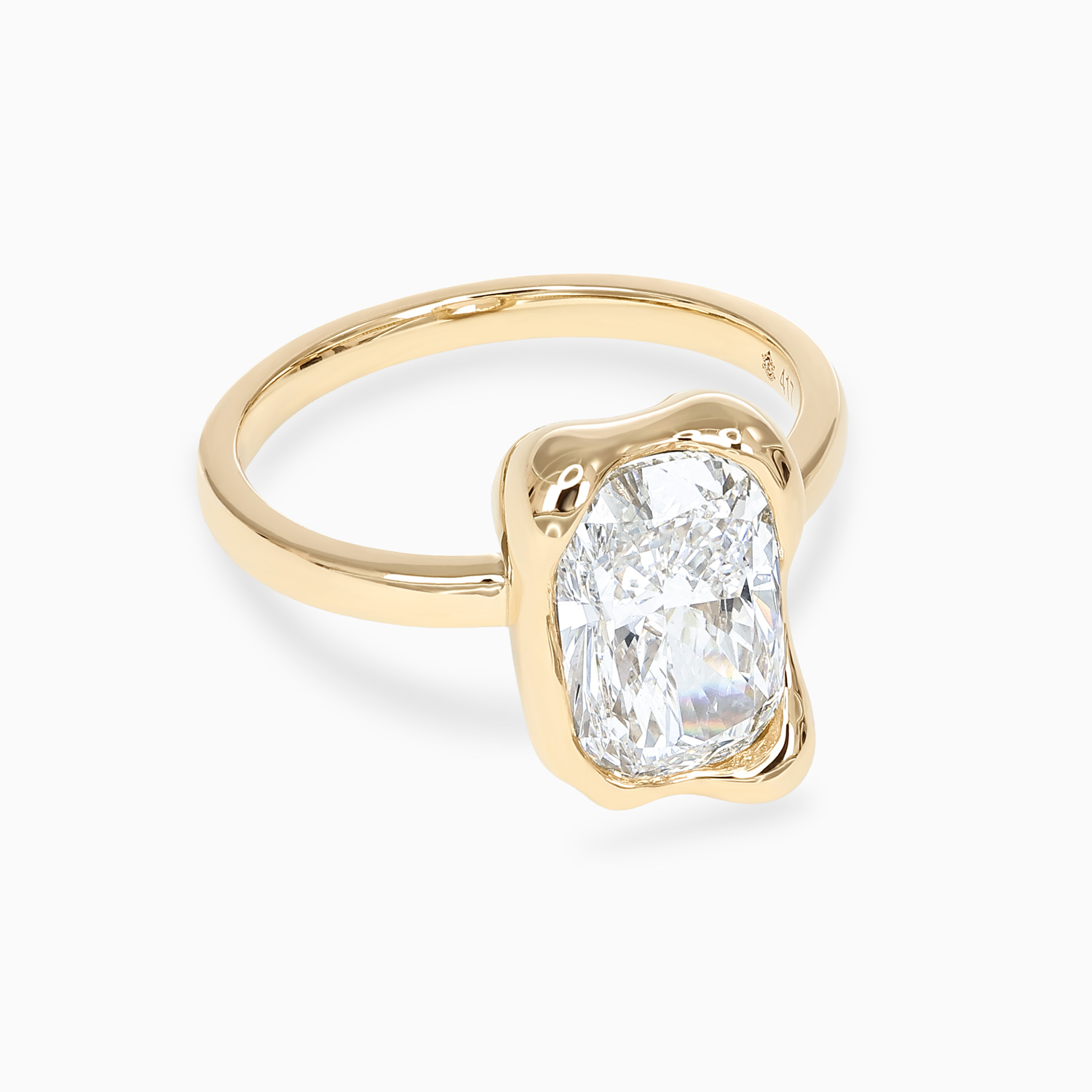 Cushion Diamond Surrealist Bezel Solitaire Engagement Ring