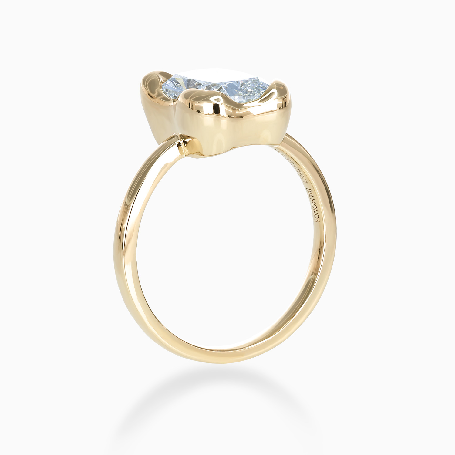 Cushion Diamond Surrealist Bezel Solitaire Engagement Ring