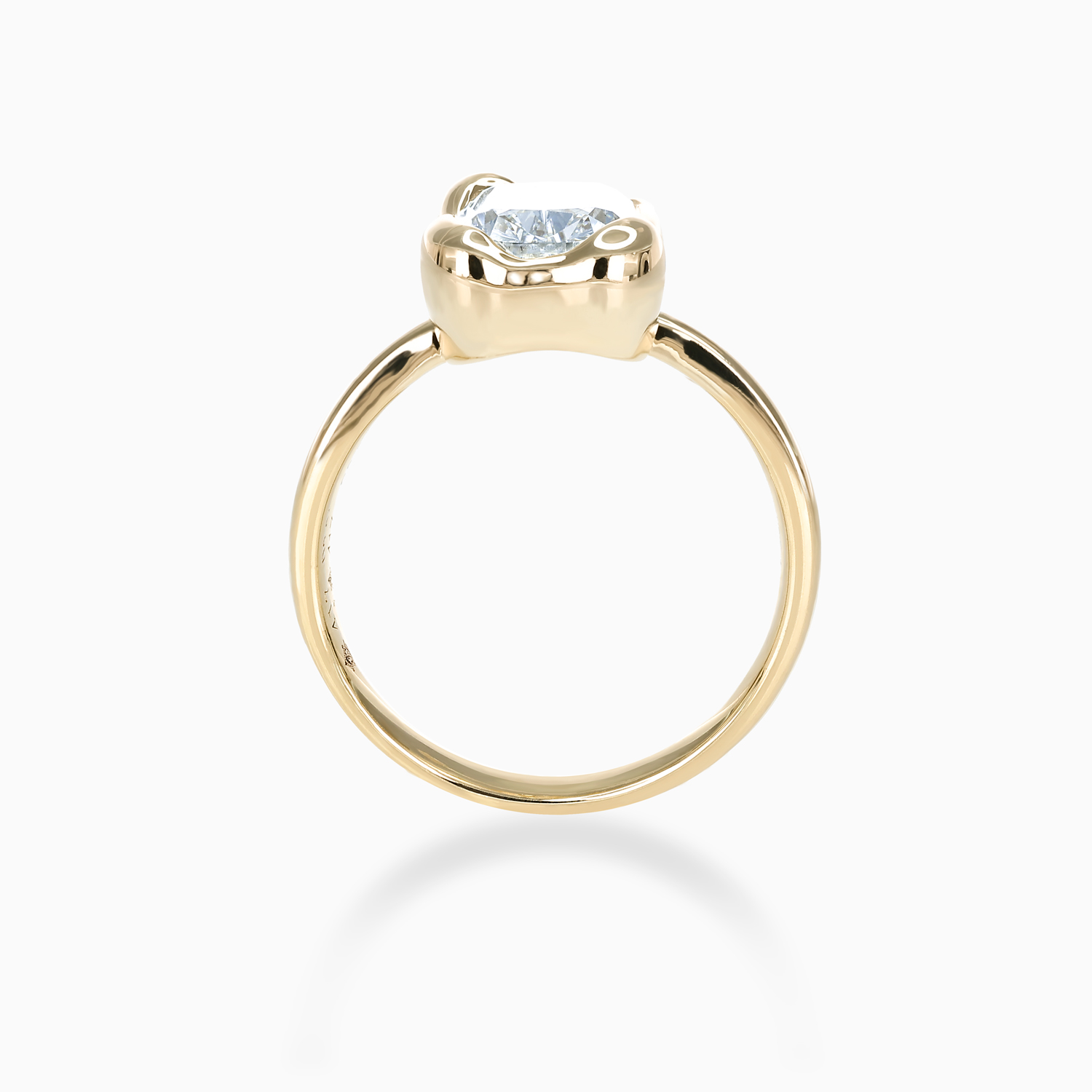 Cushion Diamond Surrealist Bezel Solitaire Engagement Ring