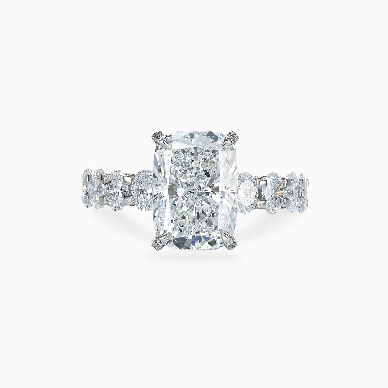 Cushion Diamond Hidden Halo Eternity Engagement Ring