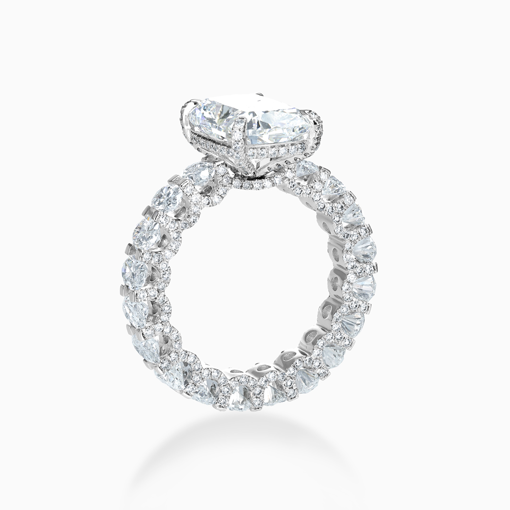 Cushion Diamond Hidden Halo Eternity Engagement Ring