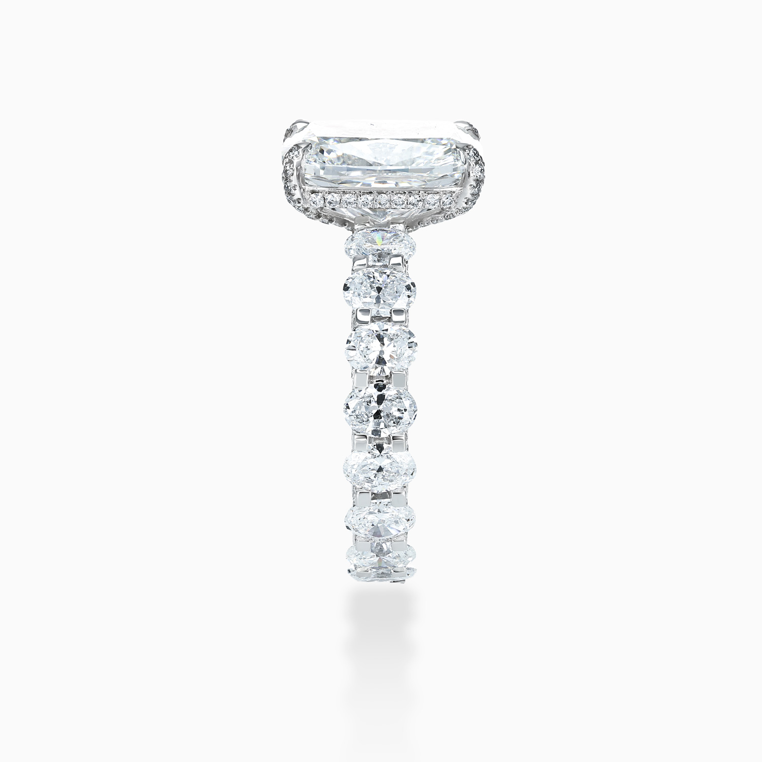 Cushion Diamond Hidden Halo Eternity Engagement Ring