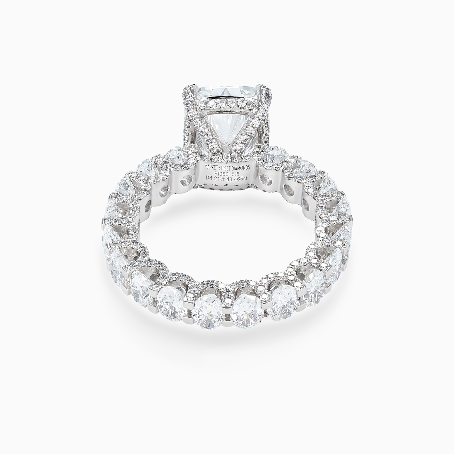 Cushion Diamond Hidden Halo Eternity Engagement Ring