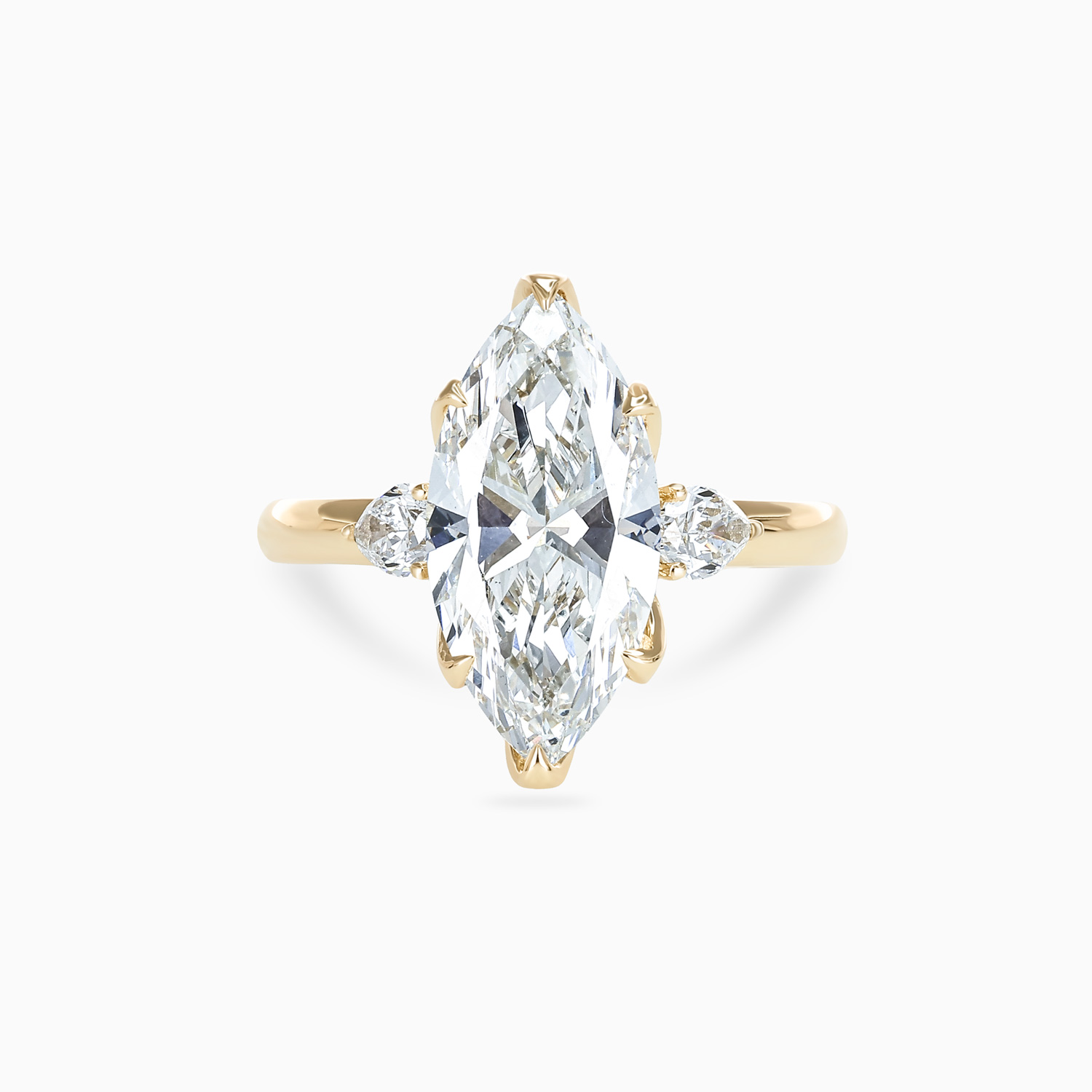 Marquise and Pear Diamond Trilogy Ring, Lab-Grown