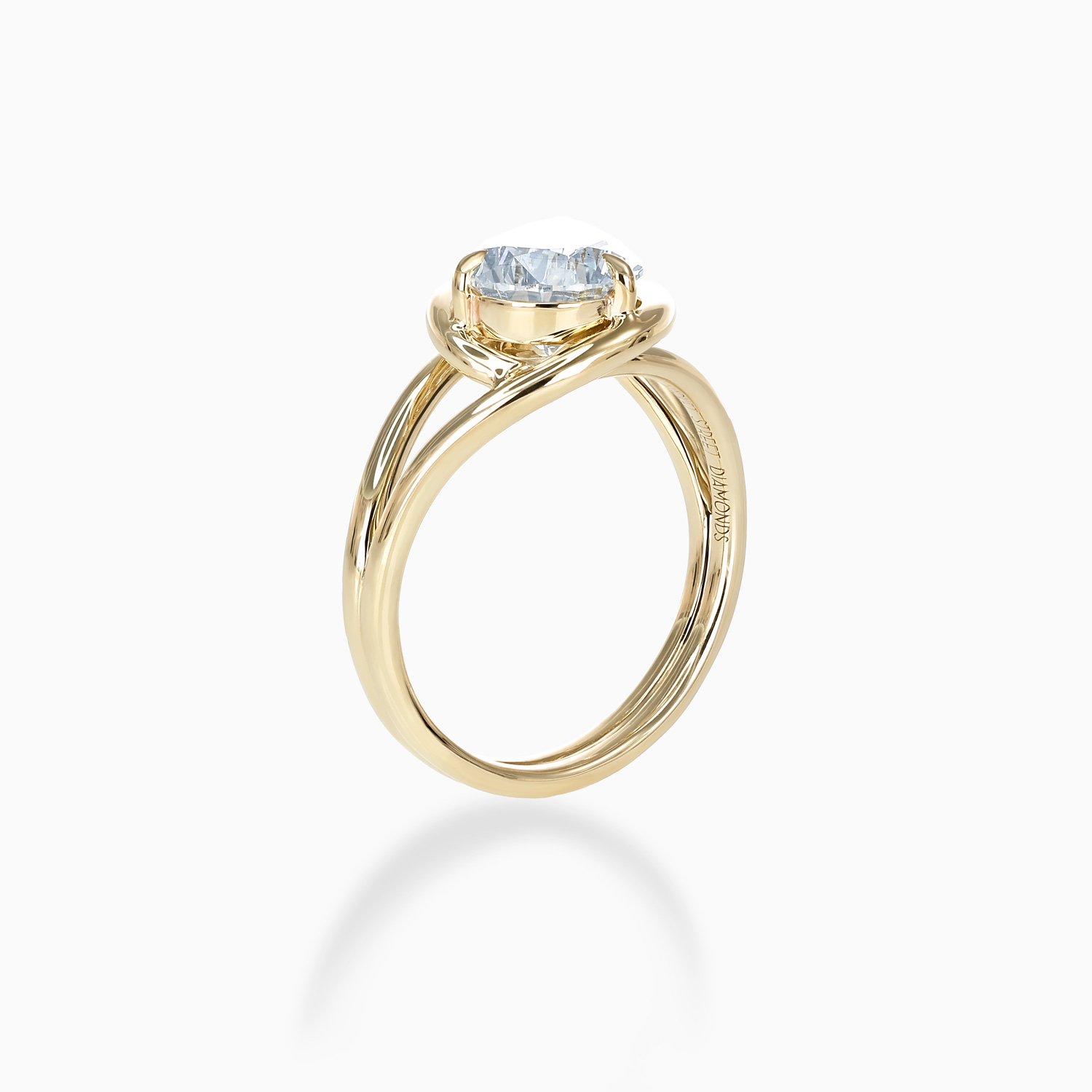 Pear Diamond Split-Shank Bypass Solitaire Ring, Lab-Grown