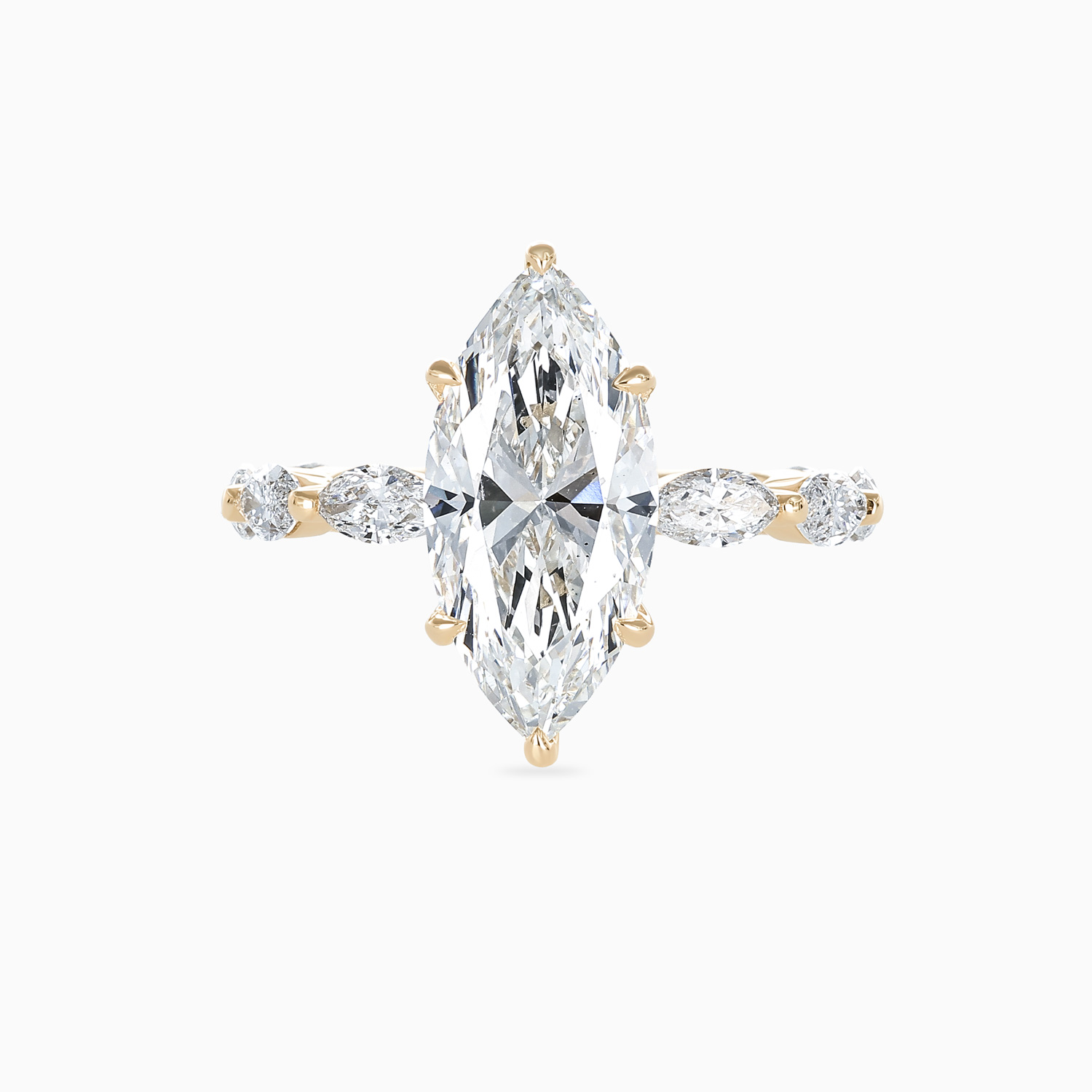 Marquise Diamond Accented Hidden Halo Ring, Lab-Grown