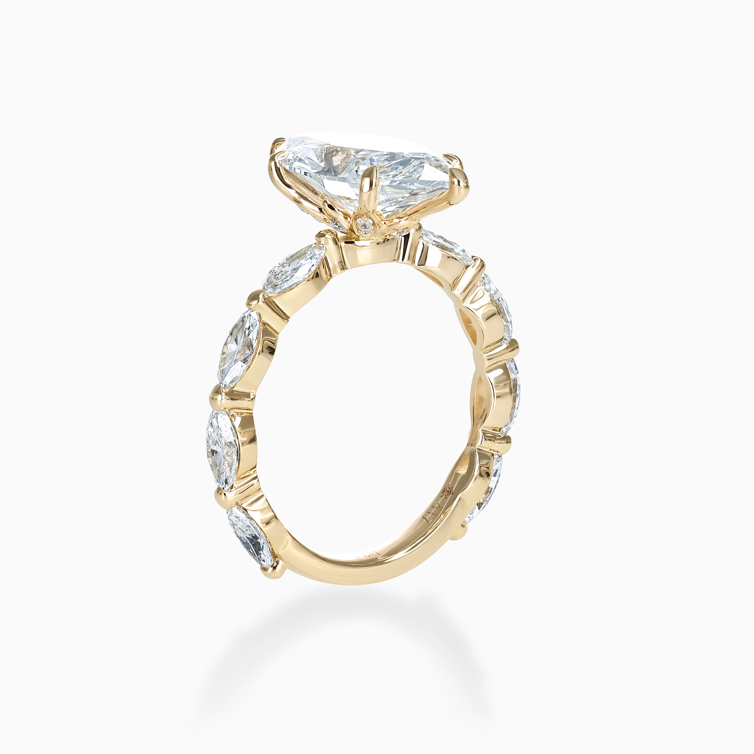 Marquise Diamond Accented Hidden Halo Ring, Lab-Grown