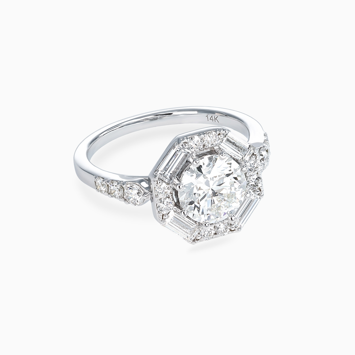 Art Deco–Inspired Octagonal Halo Diamond Ring, Lab-Grown