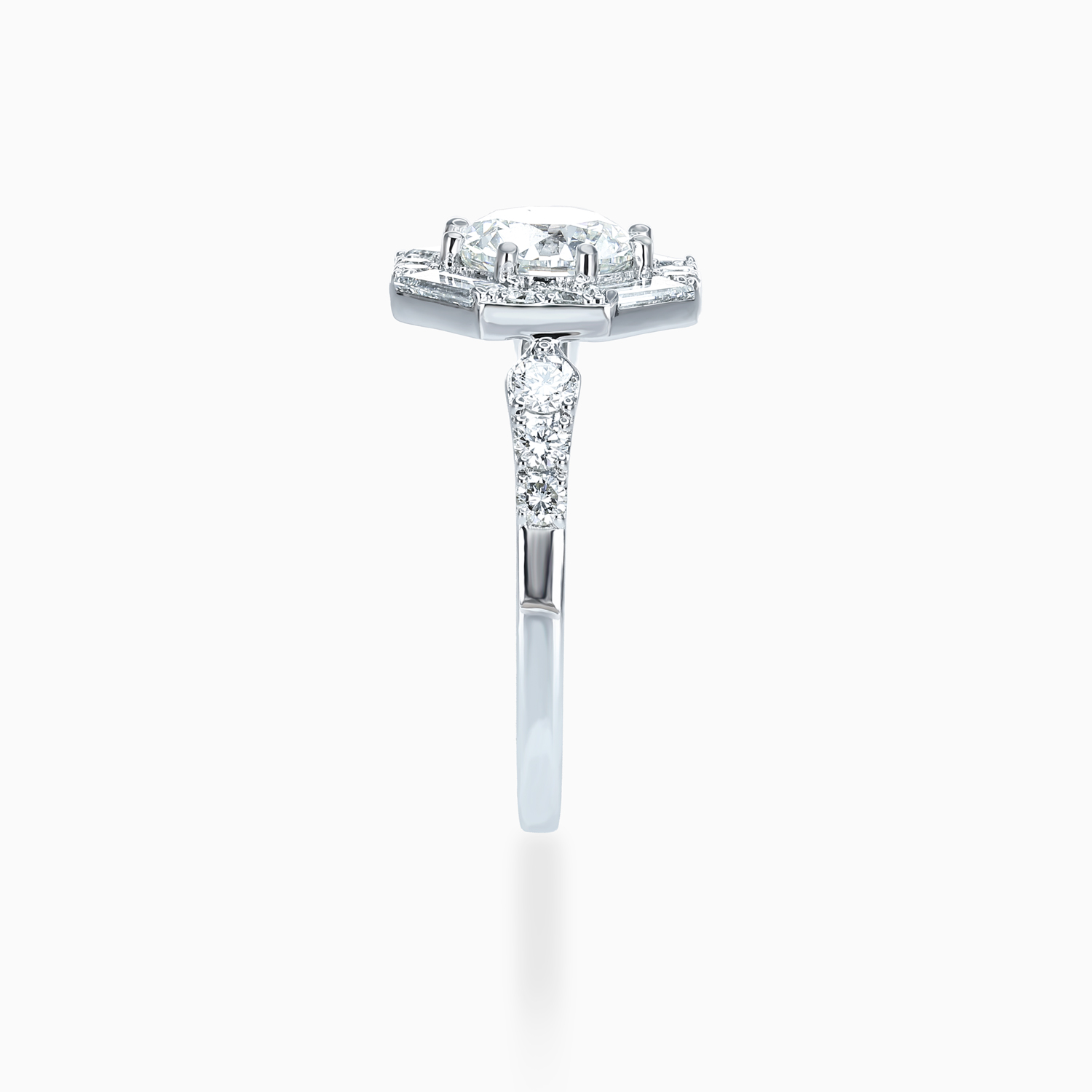 Art Deco–Inspired Octagonal Halo Diamond Ring, Lab-Grown