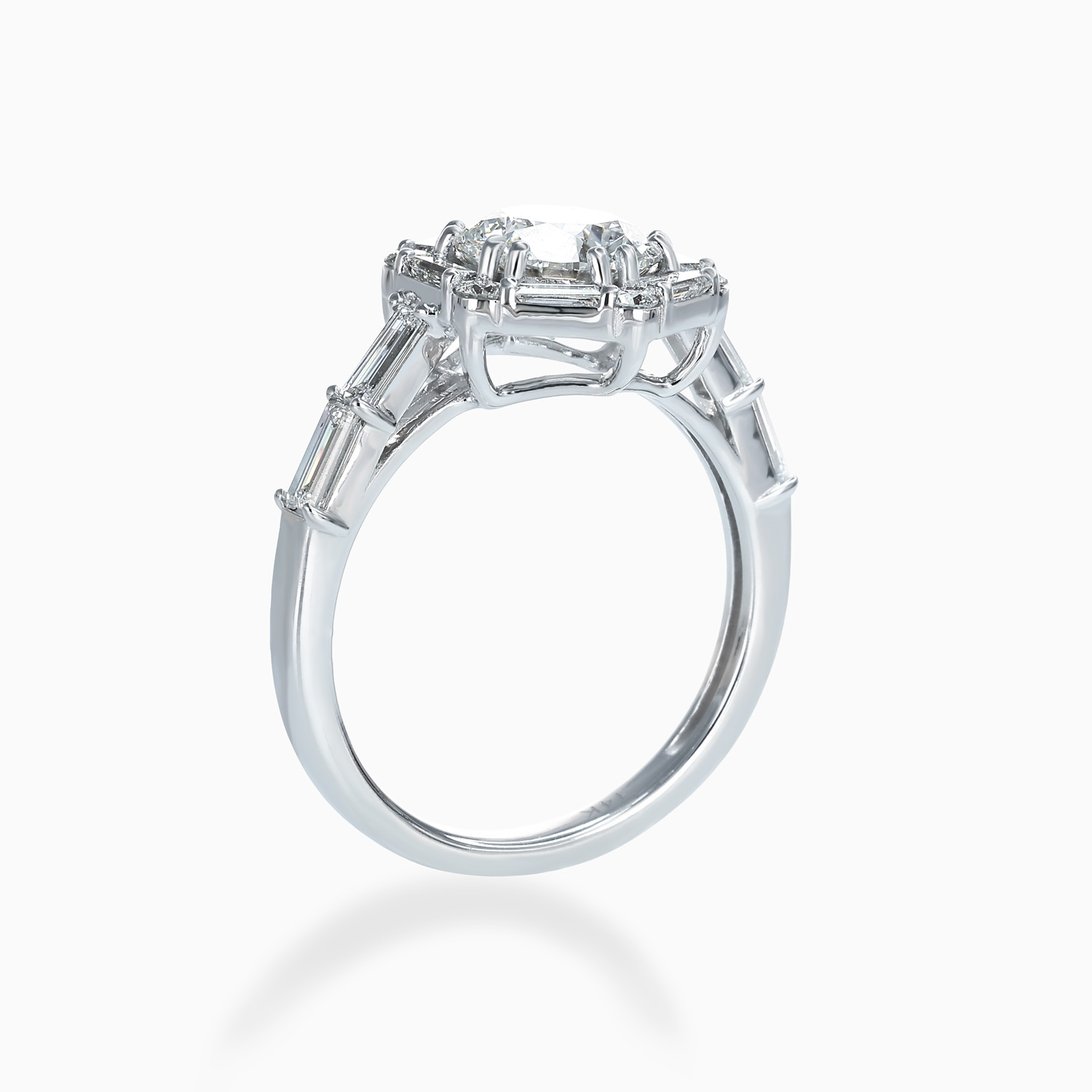 Art Deco–Inspired Hexagonal Halo Diamond Ring, Lab-Grown