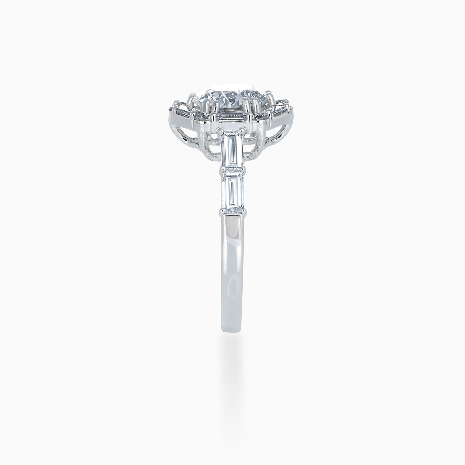 Art Deco–Inspired Hexagonal Halo Diamond Ring, Lab-Grown