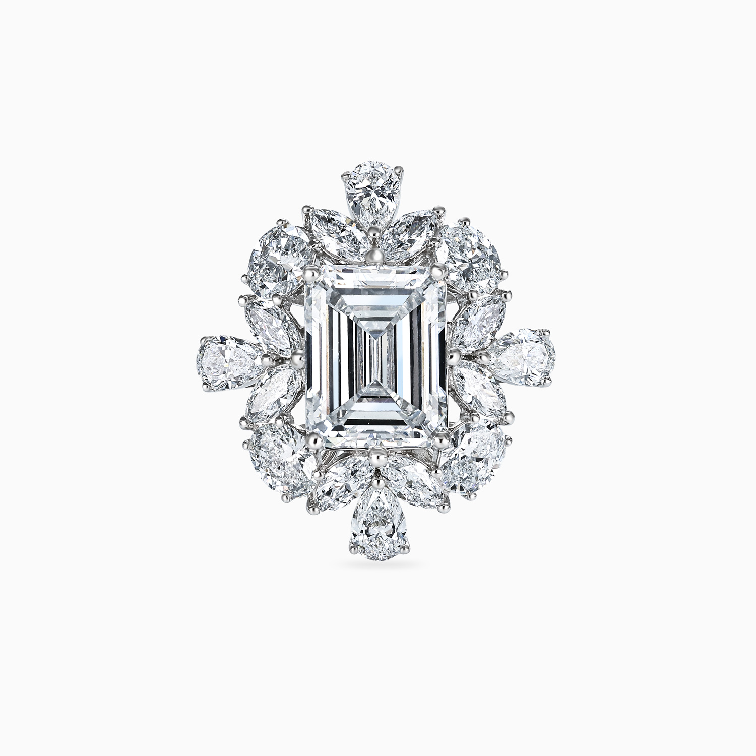 Botanical Halo Emerald-Cut Diamond Ring, Lab-Grown