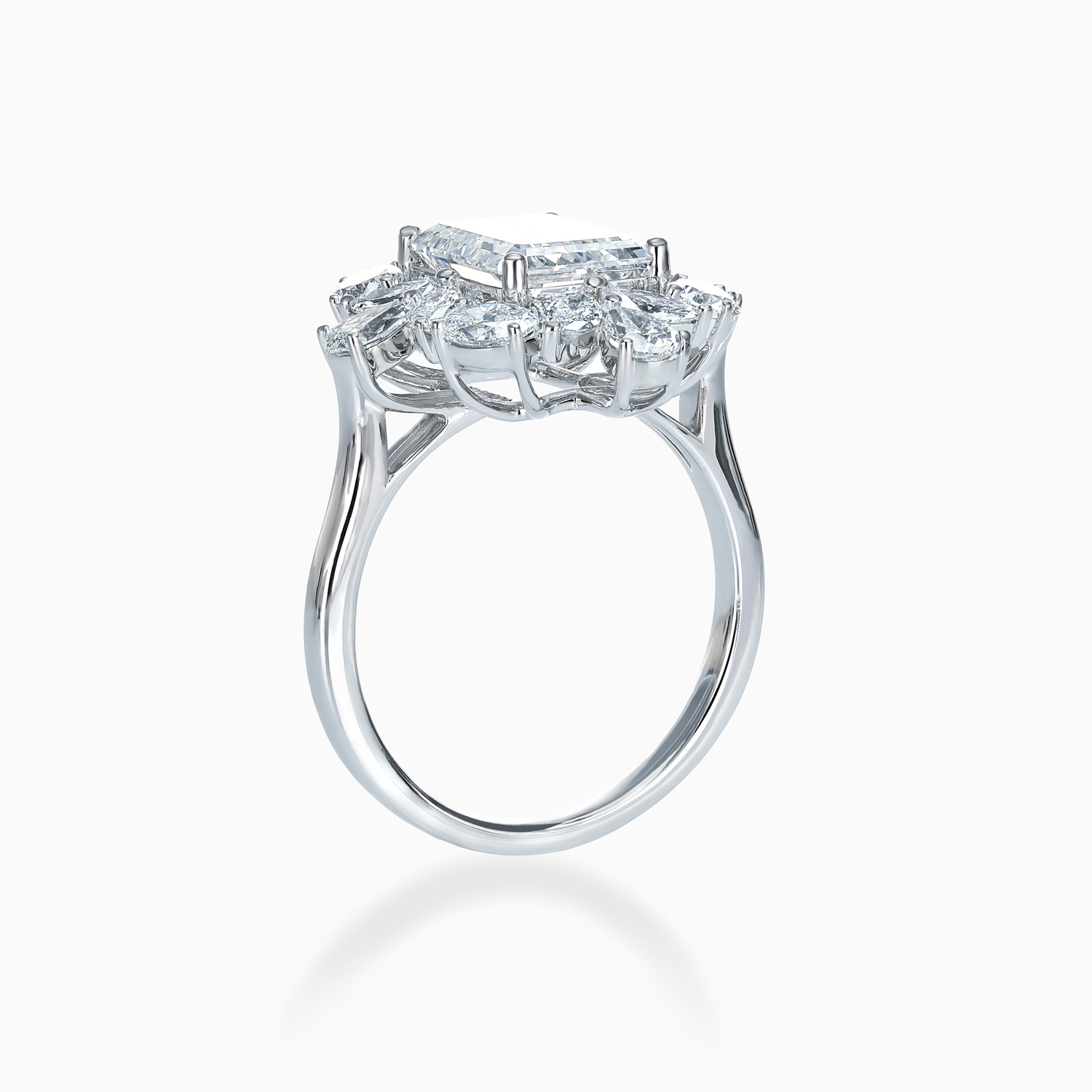 Botanical Halo Emerald-Cut Diamond Ring, Lab-Grown
