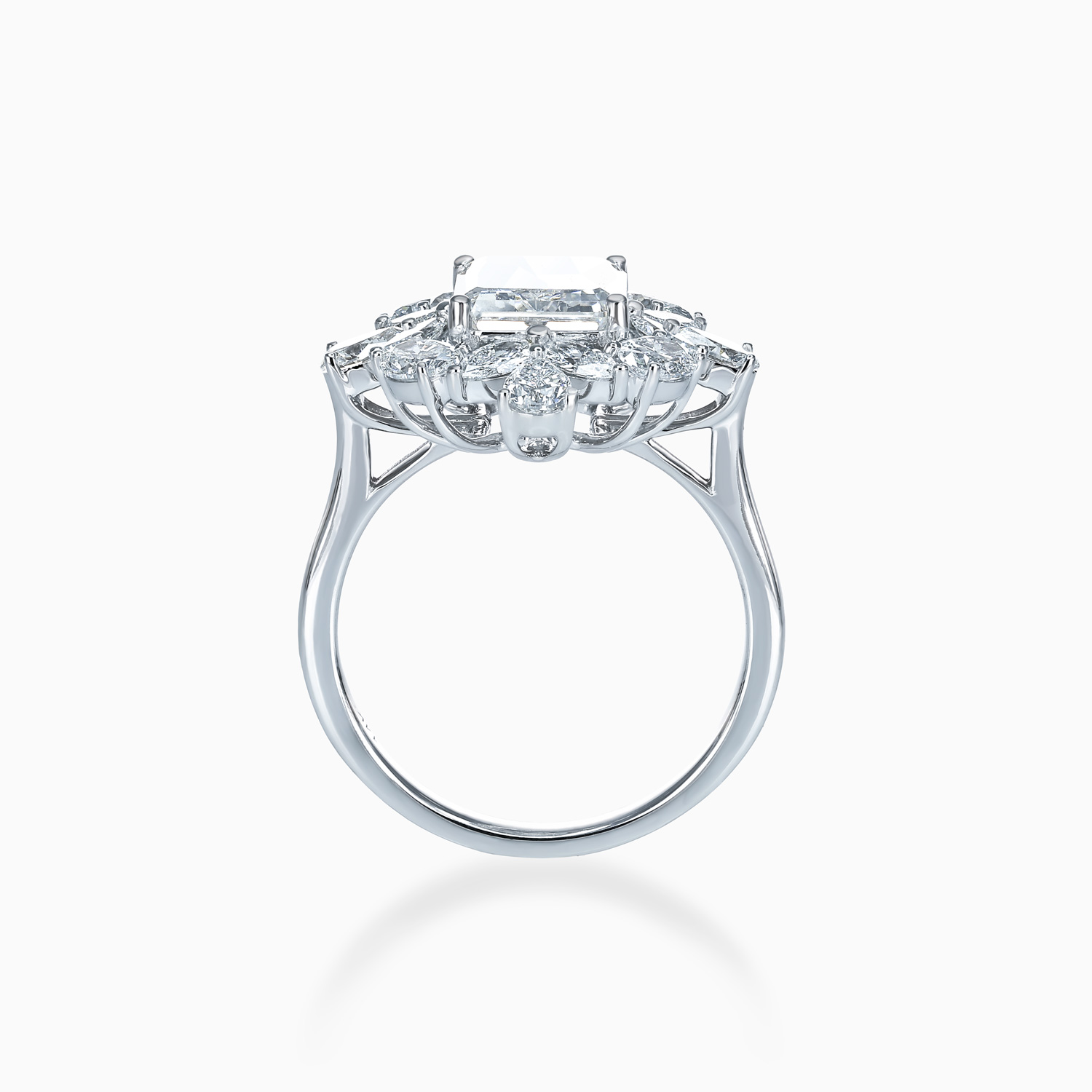 Botanical Halo Emerald-Cut Diamond Ring, Lab-Grown