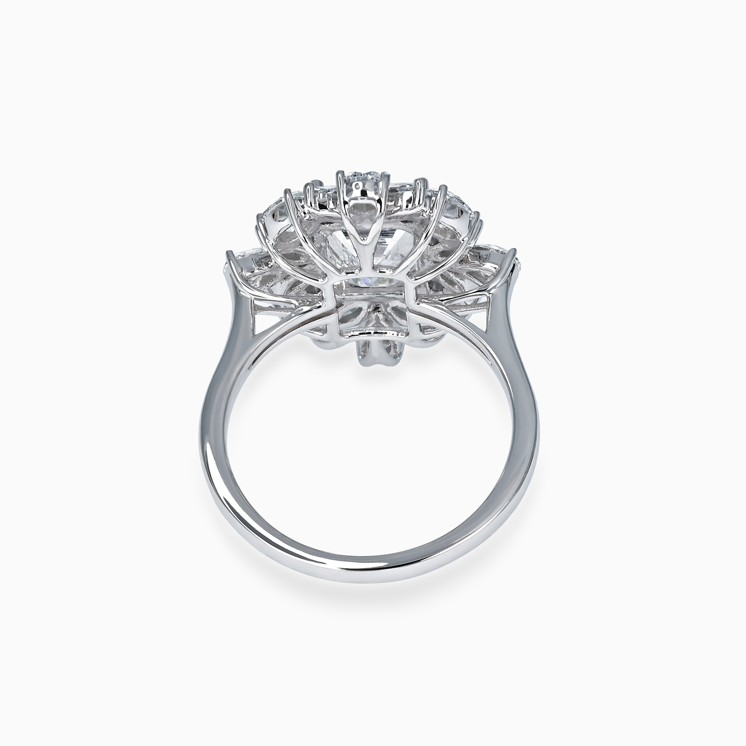 Botanical Halo Emerald-Cut Diamond Ring, Lab-Grown