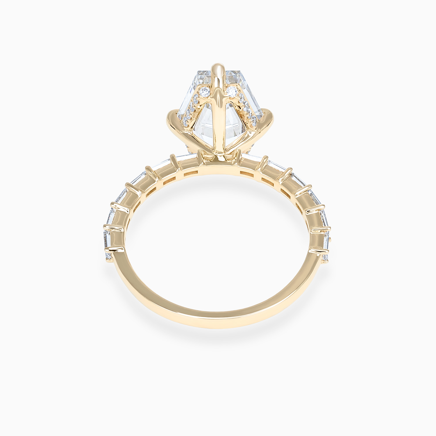Accented Elongated Hexagon Diamond Ring, Lab-Grown