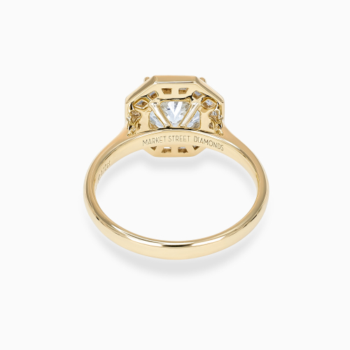 Round Diamond Octagonal Baguette Halo Engagement Ring