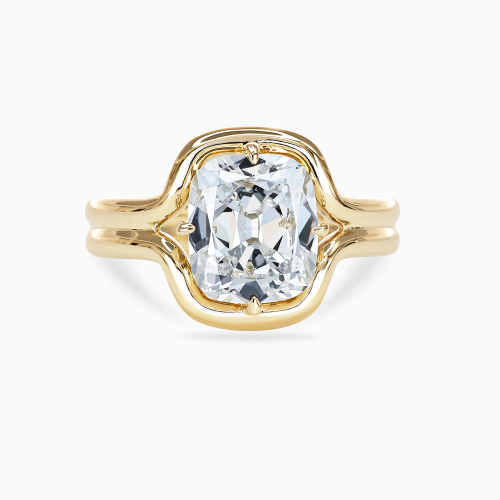 Old Mine-Cut Diamond Sculptural Solitaire Engagement Ring
