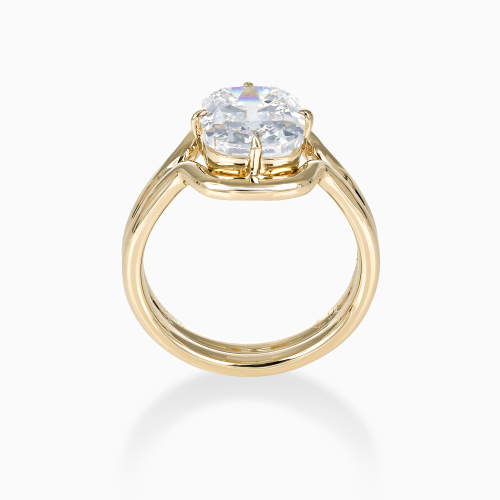 Old Mine-Cut Diamond Sculptural Solitaire Engagement Ring