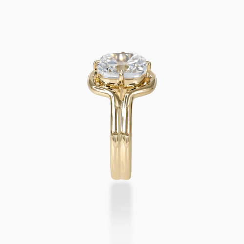 Old Mine-Cut Diamond Sculptural Solitaire Engagement Ring