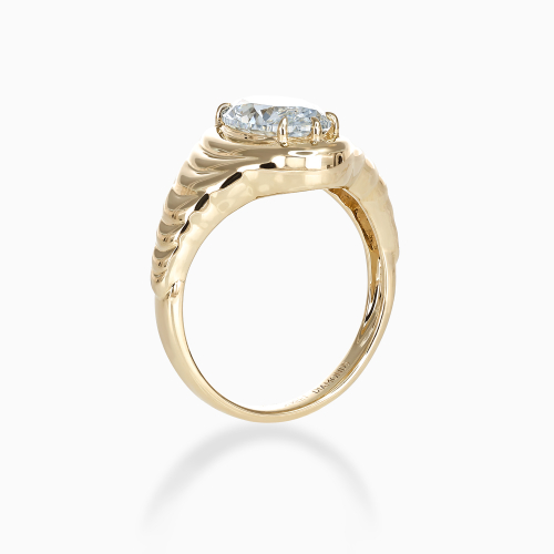 Croissant Motif Oval Diamond Solitaire Engagement Ring