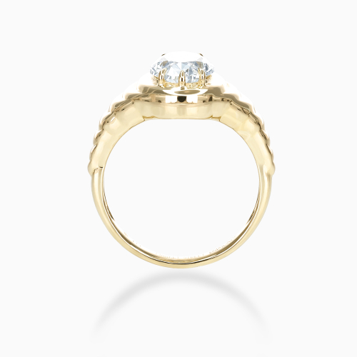 Croissant Motif Oval Diamond Solitaire Engagement Ring