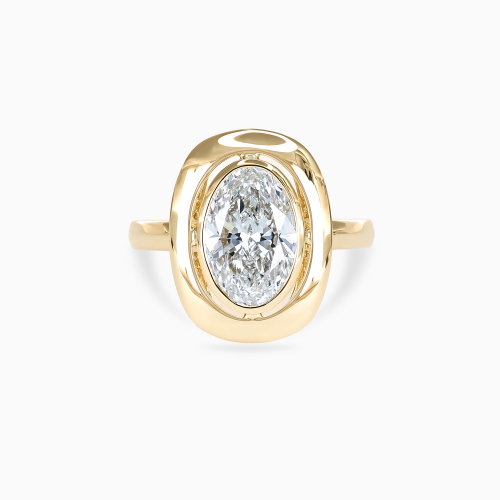 Oval Diamond Double-Frame Bezel Solitaire Engagement Ring