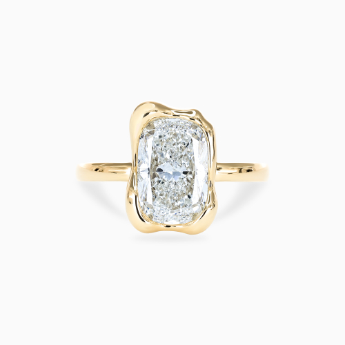 Cushion Diamond Surrealist Bezel Solitaire Engagement Ring