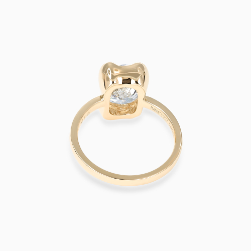 Cushion Diamond Surrealist Bezel Solitaire Engagement Ring