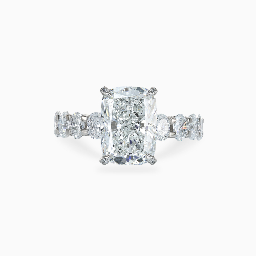 Cushion Diamond Hidden Halo Eternity Engagement Ring
