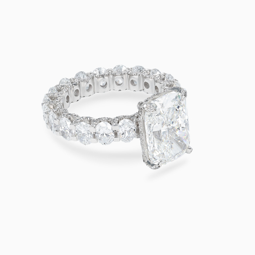 Cushion Diamond Hidden Halo Eternity Engagement Ring