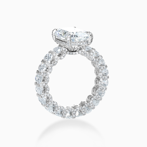 Cushion Diamond Hidden Halo Eternity Engagement Ring