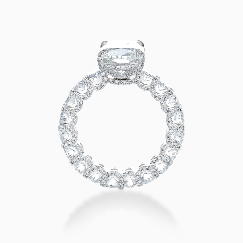 Cushion Diamond Hidden Halo Eternity Engagement Ring