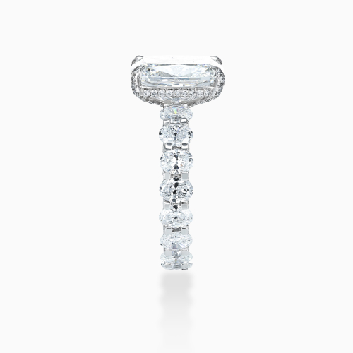 Cushion Diamond Hidden Halo Eternity Engagement Ring