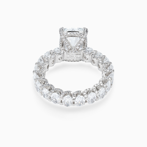 Cushion Diamond Hidden Halo Eternity Engagement Ring