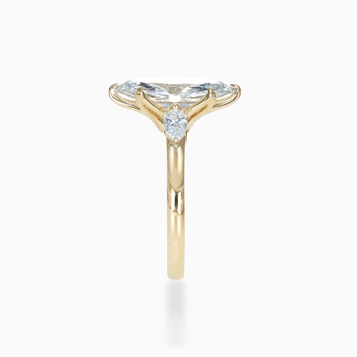 Marquise and Pear Diamond Trilogy Ring, Lab-Grown