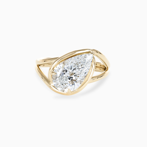 Pear Diamond Split-Shank Bypass Solitaire Ring, Lab-Grown